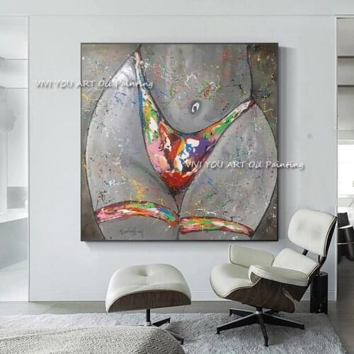 Modern Original 100% Handmade Abstract Thong women sexy oil painting Canvas Large Wall Art for Living Room Home Decoration