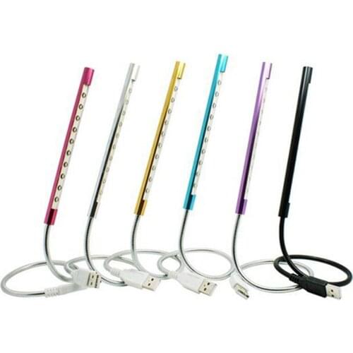 LED USB Reading Lamps Light Book Mini Night Bulb Table Lamps Flexible Portable Power Bank Reading Desktop For PC 10LED