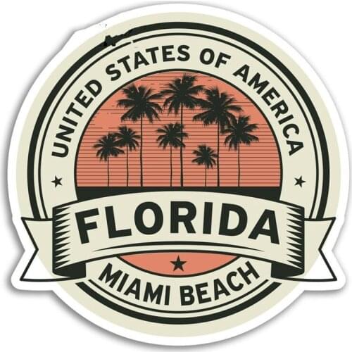 Miami vinyl sticker, waterproof. American sticker, window luggage adhesive, crash accessories, decorative 15x 15cm