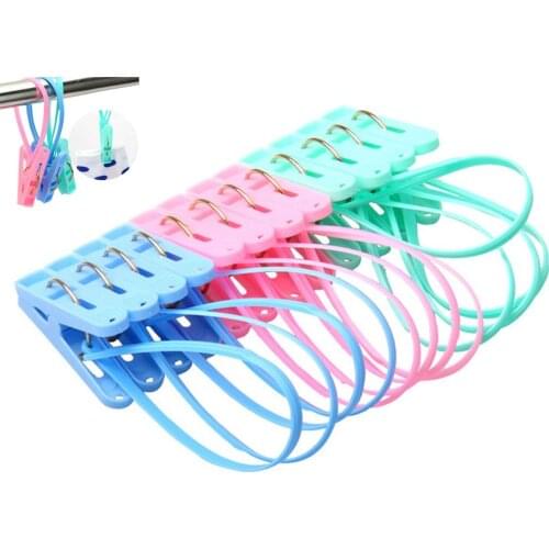 Yueton Pack of 12 Clothes Peg Clip Pins Rope Hanging Clothesline Windproof Hanger (Multicolor)