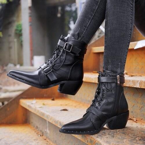Genuine Cow Leathe Martin boots flat bottom 2020 autumn new zipper British style thick bottom ankle boots women
