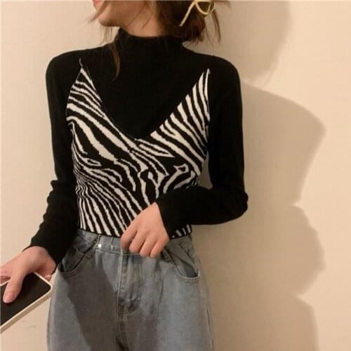 Women Corset Tops Zebra Stripe Sling Female Autumn Winter Coat Tank Camis Crop Top For Women