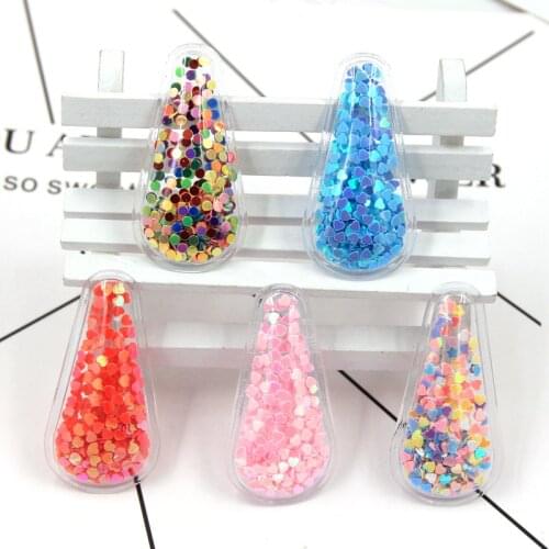 10pcs/lot 5.6*2.8cm Mix color Transparent Hair clip cover Sequins Flowing Appliques DIY Handmade hair clip Decoration