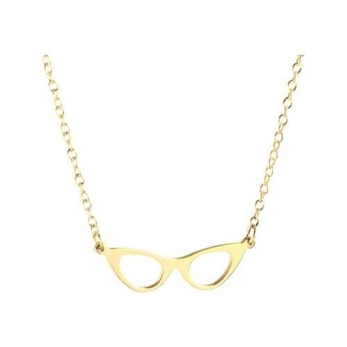 10PCS Cat Eye Glasses Frame Necklace Simple Geometric Reading Book Lover Eyeglasses Chain Necklaces for Women Party Hipster Gift