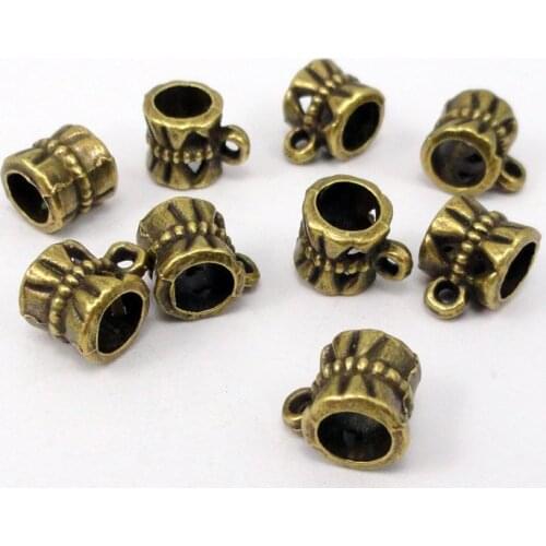 120pcs-Antique Bronze Bail Beads Charms, Spacer Beads 10x7x7mm