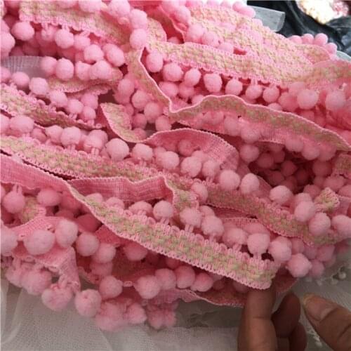 2.5 cm wide Pink ball ball ribbon lace trim costume dolls clothes deserve to act the role of household pillow lace curtain
