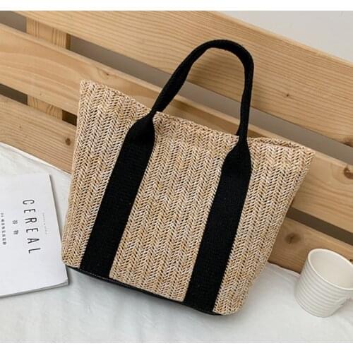 2021 Designer Luxury Zipper Color Matching Tote Bag Summer Trend Straw Bags New Popular Hit Color Handbags for Women