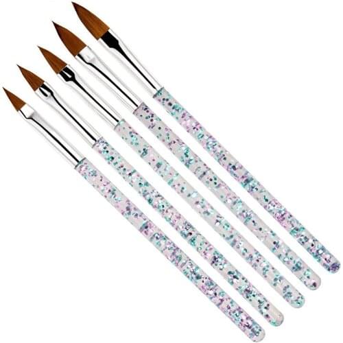 New 5 Pieces Five Size High Quality Professional Acrylic Liquid For Nail Art Pen Brush UV Gel Nail Brush Free Shipping