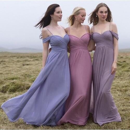 2021 New Design Spaghetti Straps Long Sweetheart Chiffon Bridal Party Dress Bridesmaid Dresses