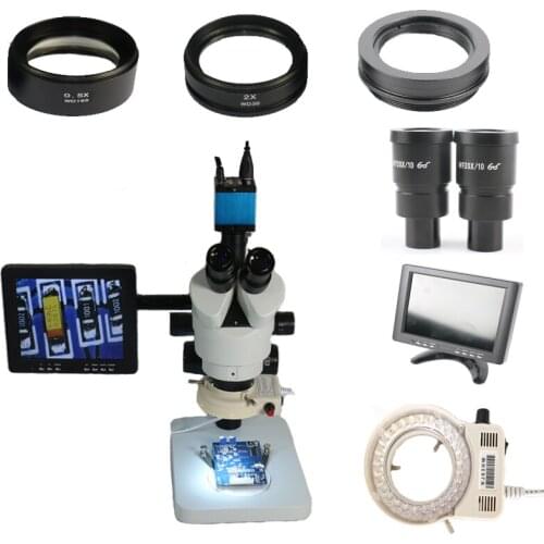 3.5X 90X 180X Simul-focal Zoom Magnification Trinocular Stereo Microscope 2.0X 0.5X lens with 16MP HDMI USB industrial camera