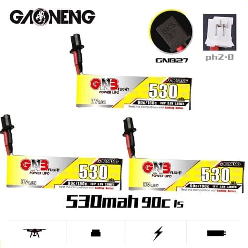 3Pcs/Set Gaoneng GNB 1S 3.8v 530mAh 90C/180C HV Lipo Battery With PH2.0/GNB27 Plug For RC Quadcopter FPV Racing Drone Battery