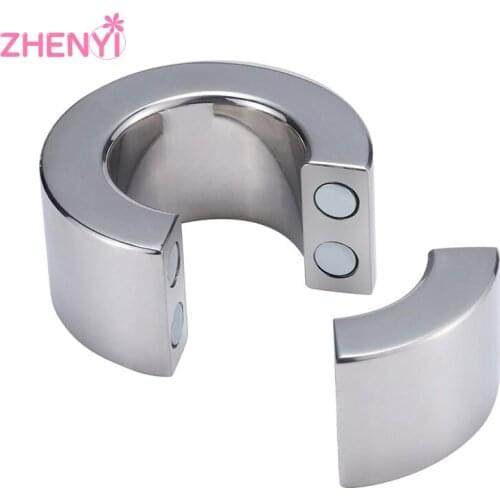304 Stainless Steel Ball Stretcher Magnetic Lock Metal Penis Pendant Cock Ring Adult Testicle Chastity Sex Toys For Men