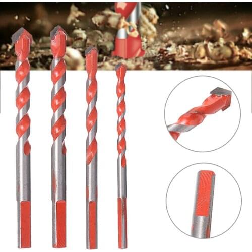 4Pcs Carbide Twist Drill Bits Ceramic Tile Glass Hole Drilling Drill Bit Tool Set 6/8/10/12mm U-shaped Spiral Groove