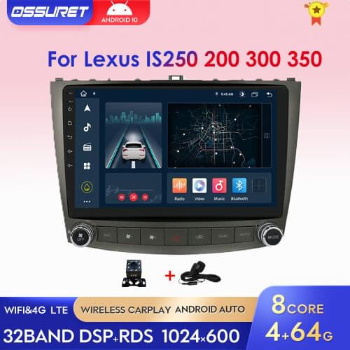 Car Radio Multimedia Android10 DVD Stereo Player For Lexus IS250 IS300 IS200 IS350 Stereo 2Din GPS Navigation Bluetooth WIFI SWC