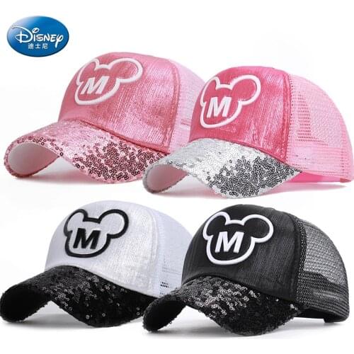Anime Disney Waflera Mickey Mouse Baseball Cap Kids Hip Hop Hat Baby Boy Girl Sequins Caps For Children Toddler Princess Hats