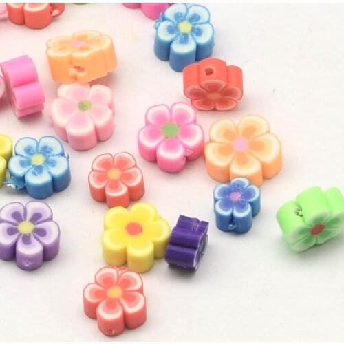 50pcs Handmade Polymer Clay Flower loose Beads for Jewelry Making fashion Bracelet Handmade DIY Accessory 8mm 10mm 12mm