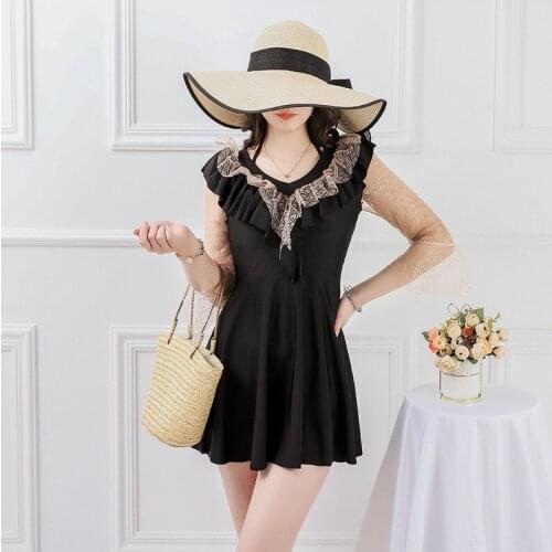 High Waist Swimwear One Piece Girl Push Up Swimsuit Fused Female Korean Swim Wear 1 Piece Beach Dress Plus Trendy Lycra Sweet