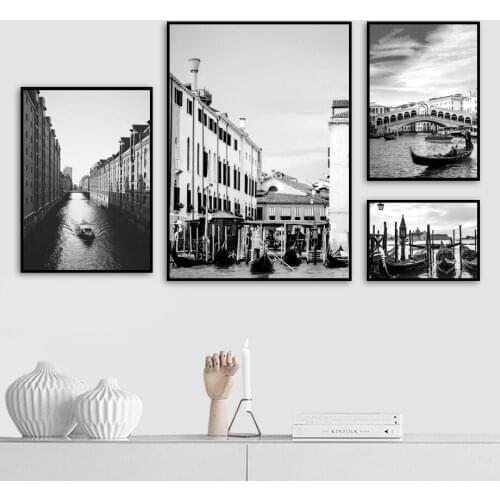 Black and White City Landscape Canvas Painting Decoration for Home Room Pictures On Loft Frameless Interior Decor Prints