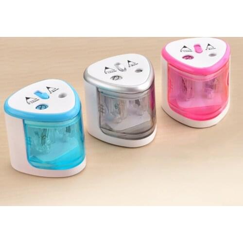 Electric Pencil Sharpener Portable Double Hole for Student Classroom Home Office JAN88