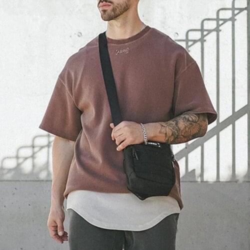Mens Vintage Distressed T Shirts Summer New Oversized Short Sleeve Tshirt Hip Hop Man Embroidery Tee