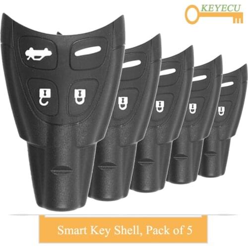 KEYECU 5PCS Smart Remote Car Key Shell Case for SAAB 9-3 9-5 93 95 2003 2004 2005 2006 2007 2008 2009 2010 2011 Fob 4 Buttons
