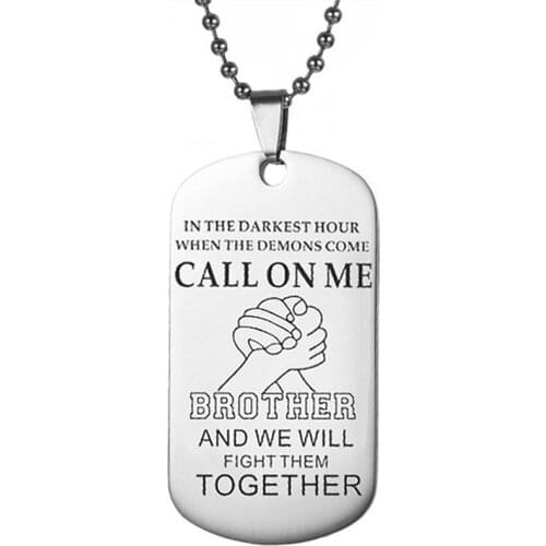 Creative New Stainless Steel Tag Necklace Brother Military Keychain Funny Gift To Brother