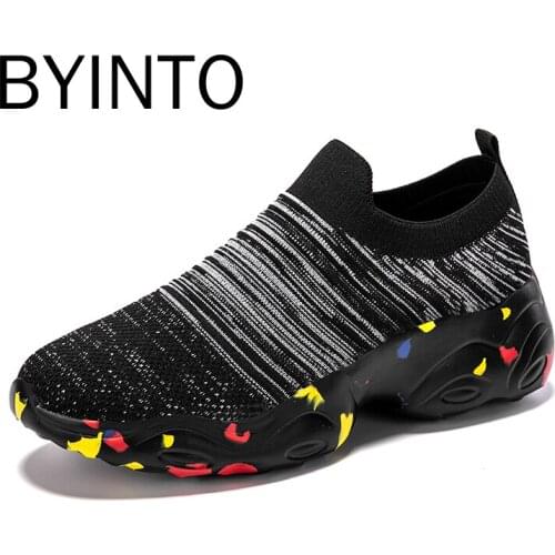 Big Size35-47 Men Sport Tennis Shoes Breathable Mesh Shock Women Sneakers Slip-on Walking Sock Trainers Tenis Masculino Feminino