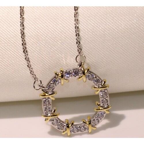 Circle Round Pendant Infinity Luxury Jewelry 925 Sterling Silver Separate Color Gold AAA CZ Cross Women Clavicle Necklace Gift