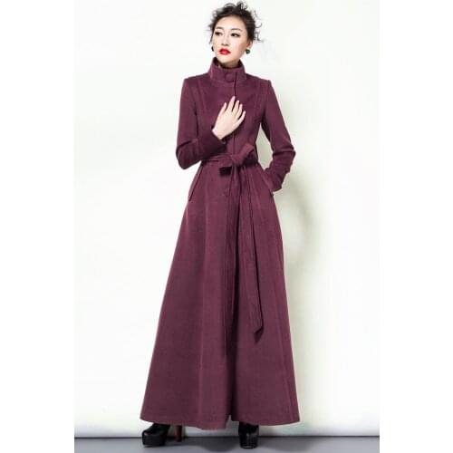 Fashion Solid Color Wool Coat Long Wool Jacket WomenS Vintage Mandarin Collar Slim Overcoat Women Winter Coat Plus Size