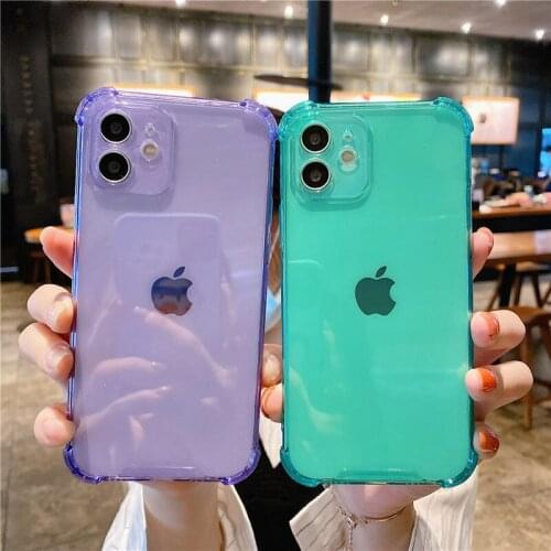 Fashion Simple Clear Phone Case for iPhone 12 Mini 11 Pro XS Max 8 Plus Soft TPU Shockproof Camera Protection Transparent Cover
