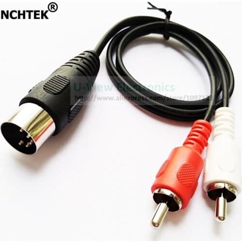 NCHTEK DIN 5Pin Male Plug To Dual RCA Male Jack Plug Audio Extension Cable About 50CM/Free DHL Shipping/100PCS