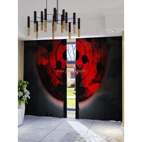 New Fashion Japan Anime 3D Blackout Curtains Red Kitchen Bedroom Window Treatment Cartoon Curtain for Living Room Custom Made
