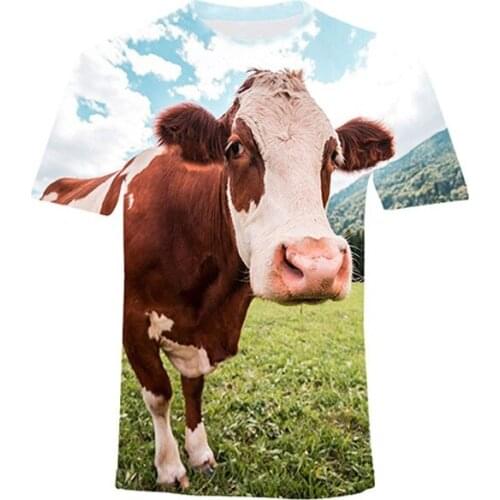 2021 New Fashion Cows 3D Printing Summer Casual T-shirt Mens Fun Shirt Animal Print Short-sleeved T-shirt Top XS-4XL