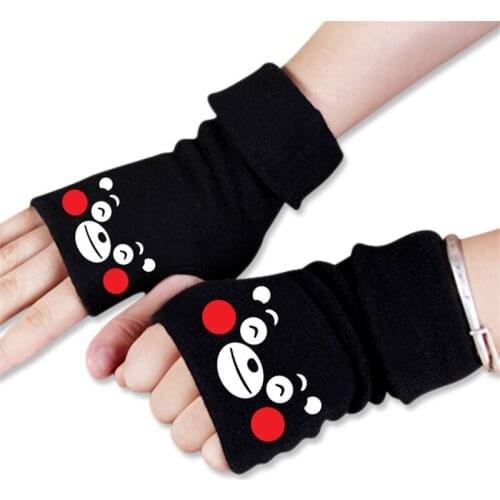 New Men Women Anime Cartoon Kumamon Bear Style Winter Warm Half Finger Glove Cosplay Accessories