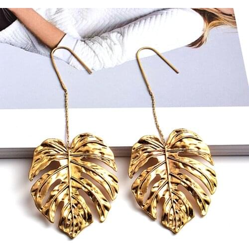 New Design Long Gold Metal Leaf Earrings High-Quality Fashion Trend Jewelry Accessories For Women Wholesale