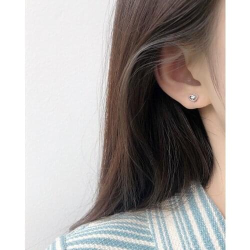 The new 925 sterling silver stud earrings small silver 3mm 4mm delicate heart more carefully mini earrings pierced ear bone nail