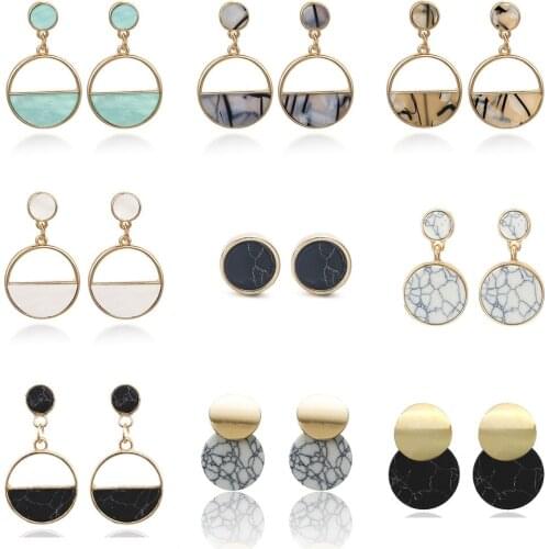New Womens Gold Earrings For Women Metal Simple Charm Hollow Geometric Pendant Drop Earrings Pendientes Mujer Moda Earring