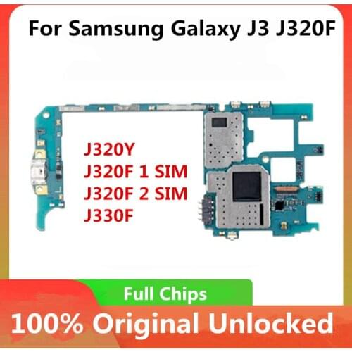 Original For Samsung Galaxy J3 J320Y J320F J330F Motherboard Unlocked Full Chips 1SIM 2 SIM Logic Board Mainboard Android OS