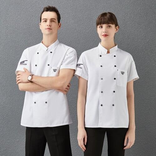 Hotel Bakery Kitchen Chef Uniform Unisex Catering Restaurant Pastry Cooking Cook Coat Breathable Short Sleeve Workwear Jacket