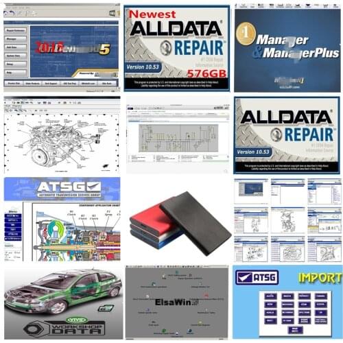 Hot Alldata Software all data 10.53 mit...ll OD5 auto repair software vivid workshop 10.2 atsg Elsa-Win 49 in 1tb hdd usb3.0