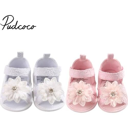 Pudcoco Baby Girl Bow Pearl Sandals Flat Heels Toddler Kids Summer Party Wedding Flower Pearls Sandals Shoes