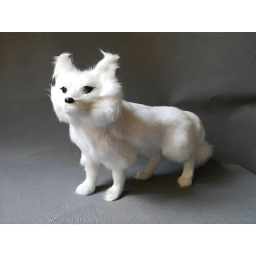 Real life toy white fox model large 35x23cm polyethylene&furs standing fox model home decoration props ,model gift d0100