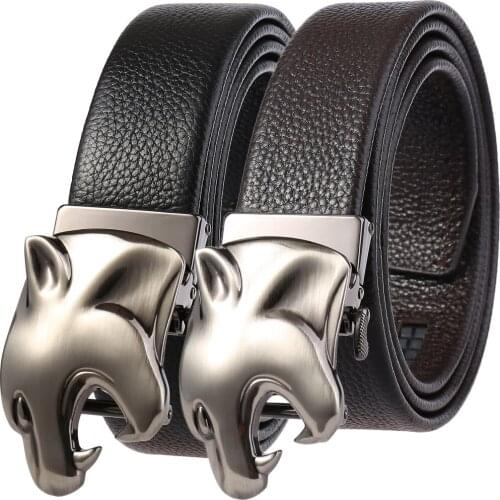 Men Luxury Automatic Buckle Belts Cinturon Mujer Black Leopard Belt Strap Waist Belts men Jeans Pants leather belt holographic