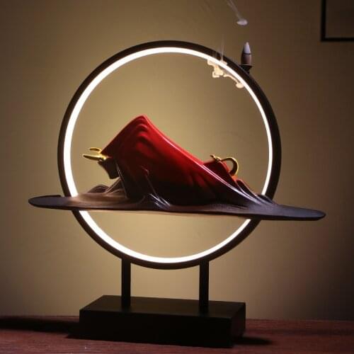 Zen Lamp Light Circle Ceramic Home Decoration Porch Desktop Personality Cattle Ox Creative Incense Burner Fortune Gifts