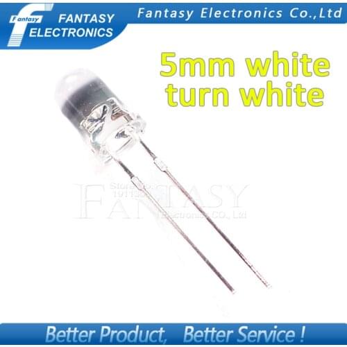 100pcs White light-emitting diodes White turn White 5mm led