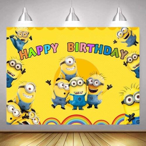 Yellow Pills Cartoon Baby Kids Birthday Photo Background Customize Family Celebration Party Backdrops Poster Wall Decor