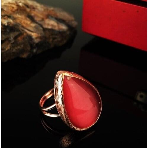 Dr Stone Natural Stone Women 'S Rose Gold Plated Cat 'S Eye Stone Ring KR 372884346