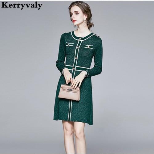 French Hepburn Autumn Jersey Sweater Dress Women Vestido Invierno Mujer 2021 Slim Bottoming Wool Knitted Dress Fashion k6681