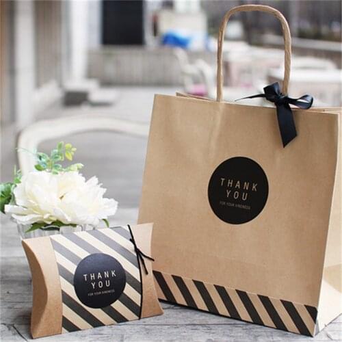 108pcs Packaging Gift Box Sticker Candy Dragee Box Chocolate Cake Box Cookie Bag Kraft Paper Sticker Gift Bags Wrapping Supplies