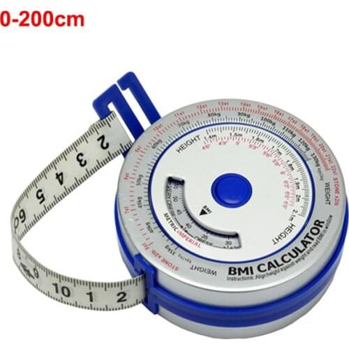 2M aluminum BMI tape 0-200cm Body Measure Tape Arms Chest Thigh or Waist Measuring Tape for Personal Trainer or Home Fitness
